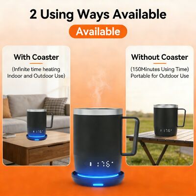 Taşınabilir Paslanmaz Çelik Led Dijital Sıcaklık Kontrollü Kendiliğinden Isınan Kahve Kupası Fabrika Tasarımı Akıllı Kahve Kupası