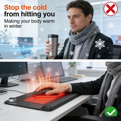 Üstü ısıtma koruması özelleştirmek Kablosuz şarj ve bilek dinlenmesi ile ısıtılan fare yastığı akıllı ısıtıcı fare yastığı