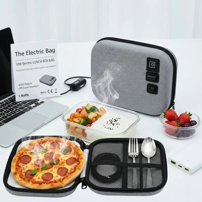 Taşınabilir Gıda Isıtma Çantası Düz Cüppeler Bento Kutuları Ve Sandviçleri Çökme Kanıtlı Sert Kabuk ve USB Gücü ile