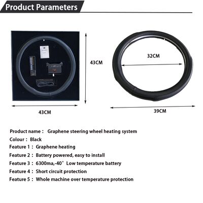 Toptan Grafen Isıtmalı Direksiyon Kılıfı Hızlı Isıtma Deri Aşırı Isınma Korumalı, Kaymaz Tutuş Seti