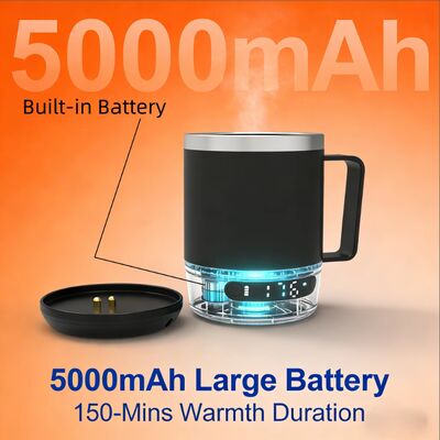 Toptan taşınabilir kendi kendini ısıtma fincanı 5000 MAh Batarya 18 oz Kahve ısıtıcısı Yeniden şarj edilebilir kendi kendini ısıtma Ofis için seyahat fincanı