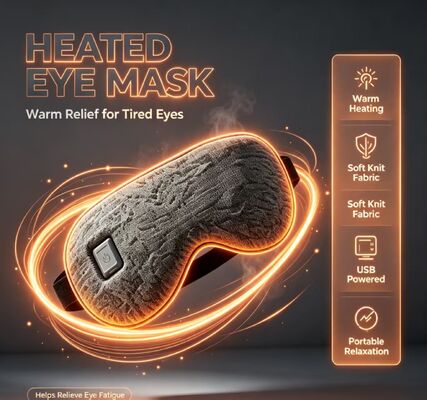 35-55°C Ayarlanabilir Isıtmalı Göz Maskesi, Taşınabilir Hızlı Isıtma Şarj Edilebilir Isıtmalı Göz Maskesi, Seyahat ve Günlük Göz Rahatlaması İçin Saklama Kılıfı ile Donatılmış Yumuşak Örgü Kumaş Elektrikli Göz Maskesi