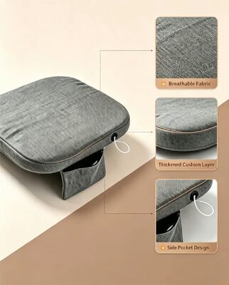 Graphene USB Heated Seat Cushion, Linen Cotton Heating Chair Pad with Built‑in Power Bank Pocket, 3‑Speed Temperature Adjustment, 3cm Thick Foam 45×45cm Portable Warm Seat Cushion for Car Home Office