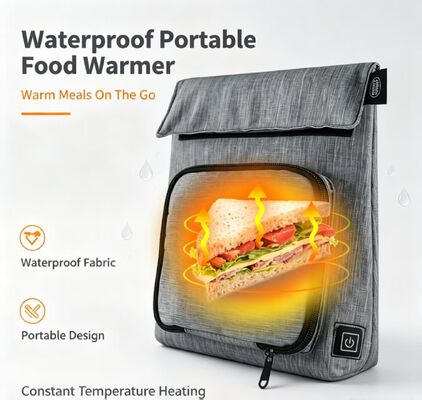 USB Isıtmalı Su Geçirmez Yemek Isıtıcı, Taşınabilir 3 Seviye 50-59℃ Ayarlanabilir Sıcaklık Gıda Isıtma Çantası, Yıkanabilir Çıkarılabilir Şarj Sızdırmaz Yemek Isıtıcı Kılıfı Seyahat Dış Mekan Okul Pikniği İçin