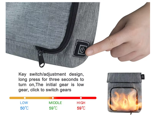 Polyester Fiber USB Isıtma Öğle Yemeği Çantası, Su geçirmez Sızıntıya Karşı Gıda Isıtıcısı, Çıkarılabilir Yıkanan Isıtma Birimi,50-59°C,3-Seviye Sıcaklık Düzenlemesi Hareket Etmeden Yemek Isıtması için