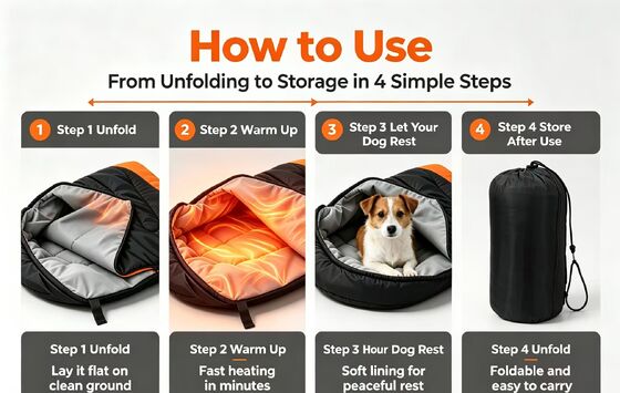 Kompakt Kolay Saklanabilir Isıtmalı Köpek Uyku Tulumu, Hafif 0.93kg Katlanabilir Evcil Hayvan Uyku Tulumu Küçük Orta Çeşitli Köpek Irkları İçin, Ev ve Soğuk Hava Açık Hava Aktiviteleri İçin Mükemmel