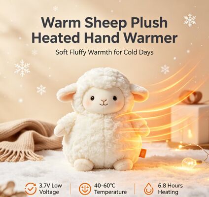 Sıcak Koyun Yeniden Şarj Edilebilir El Isıtıcısı,3-Seviye 40-50-60°C Düzenlenebilir Sıcaklık,6-8H Uzun Sürekli Taşınabilir Cep Isıtıcısı,Polyester Lifesi Kış Isıtma Hediyesi İçeride Dışarıda Kullanımı