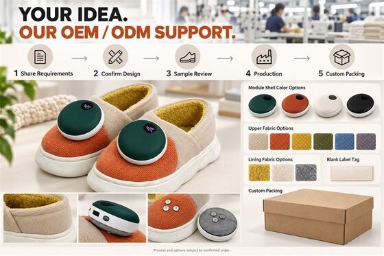 Detachable Magnetic Heated Slippers, Graphene Heating Module with Digital Display, Custom Color Material Label and Packaging
