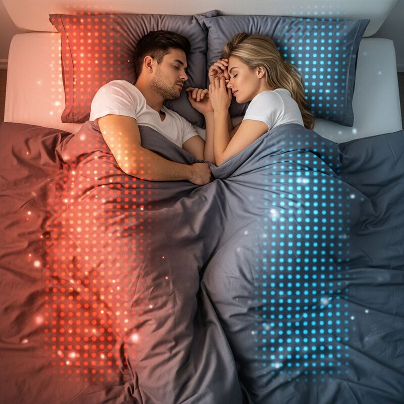 Düzgün sıcaklık düzenlemesi ve derin uyku rahatlığı için çift bölge iklim kontrol sistemi ile soğutma battaniyesi