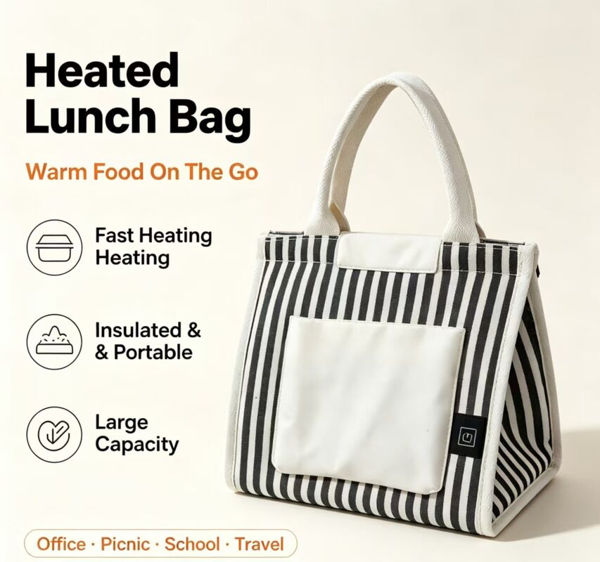 Portatif Isıtmalı Öğle Yemeği Çantası USB Güçlü, Hızlı Isıtma Elektrik Gıda Isıtıcısı 3 Sıcaklık Modu ile, Hafif 0.295KG Ofis, Okul & Dışarı için Termal Tote