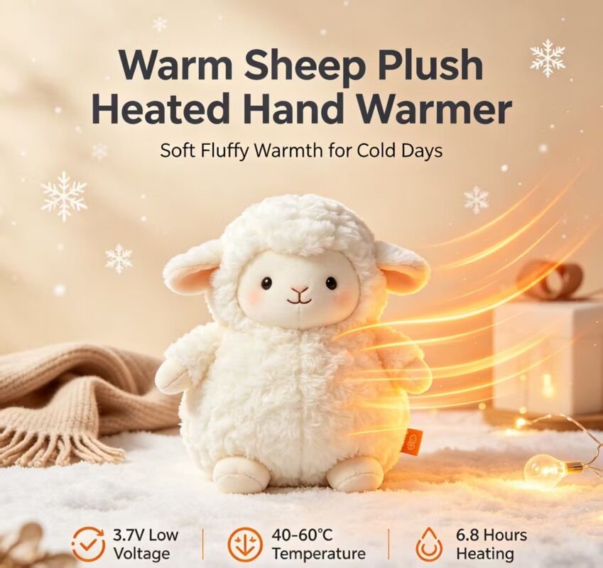 Sıcak Koyun Yeniden Şarj Edilebilir El Isıtıcısı,3-Seviye 40-50-60°C Düzenlenebilir Sıcaklık,6-8H Uzun Sürekli Taşınabilir Cep Isıtıcısı,Polyester Lifesi Kış Isıtma Hediyesi İçeride Dışarıda Kullanımı
