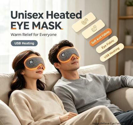 Unisex ısıtılan göz maskesi, USB şarj edilebilir yumuşak örgüden termal göz maskesi, ayarlanabilir sıcaklık sıcak sıkıştırma göz maskesi erkekler için göz yorgunluğunu hafifletmek için kadınlar ev ofis seyahat