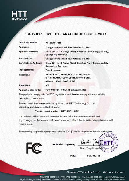 Çin Dongguan Sheerfond New Materials Co., Ltd. Sertifikalar